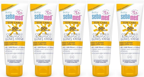 Sebamed Baby Sun Care Güneş Kremi 75ML 50+ Çok Yüksek Faktör Çoçuk (5 Li Set)