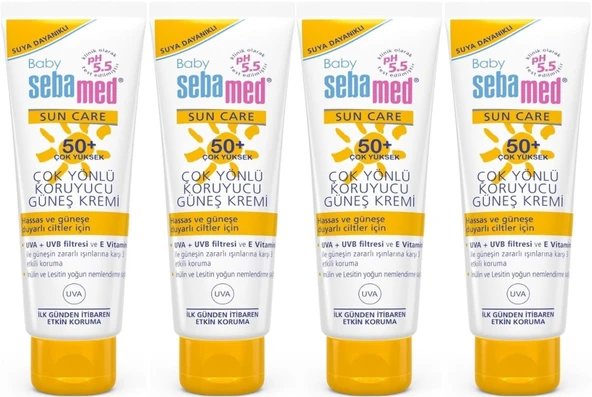 Sebamed Baby Sun Care Güneş Kremi 75ML 50+ Çok Yüksek Faktör Çoçuk (4 Lü Set)