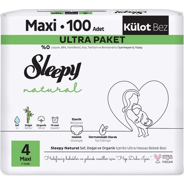 Sleepy Külot Bebek Bezi Natural Beden:4 (7-14KG) Maxi 400 Adet Süper Ekonomik Fırsat Gross Pk - Resim 4