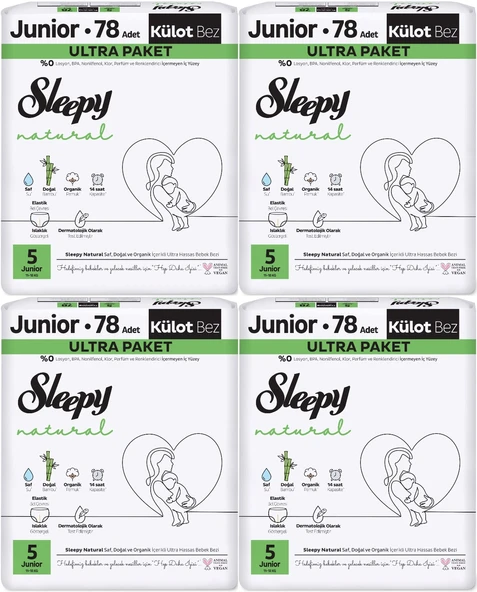 Sleepy Külot Bebek Bezi Natural Beden:5 (11-18KG) Junior 312 Adet Avantaj Ultra Pk