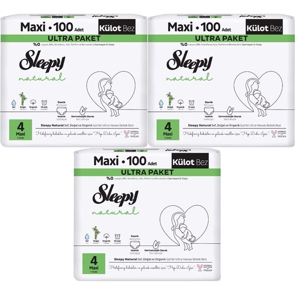 Sleepy Külot Bebek Bezi Natural Beden:4 (7-14KG) Maxi 300 Adet Ekonomik Fırsat Gross Pk ürün görseli 1