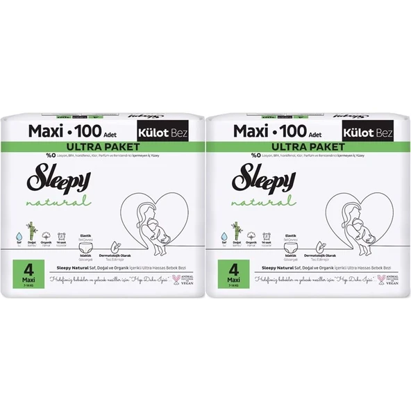 Sleepy Külot Bebek Bezi Natural Beden:4 (7-14KG) Maxi 200 Adet Süper Ekonomik Gross Pk ürün görseli