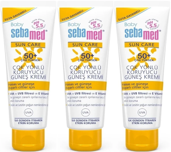 Sebamed Baby Sun Care Güneş Kremi 75ML 50+ Çok Yüksek Faktör Çoçuk (3 Lü Set)