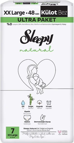 Sleepy Külot Bebek Bezi Natural Beden:7 (20-30KG) XX Large 144 Adet Aylık Ultra Pk - 2