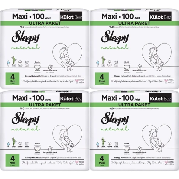 Sleepy Külot Bebek Bezi Natural Beden:4 (7-14KG) Maxi 400 Adet Süper Ekonomik Fırsat Gross Pk - Resim 2