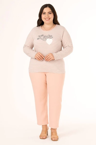 KADIN Büyük Beden İnterlok Alt Üst Pijama Takımı - 2