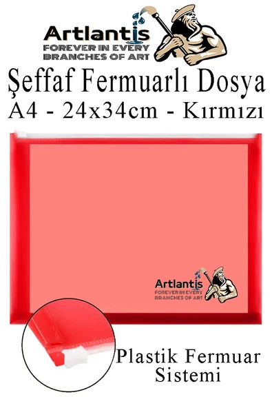 A4 Şeffaf Fermuarlı Dosya Kırmızı 1 Adet Pvc Fermuarlı Evrak Dosyası 24x34cm Çıtçıtlı Belge Evrak Dosyası Ofis Büro Okul