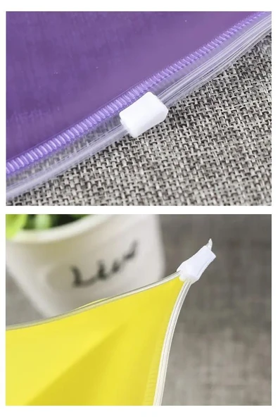 A4 Şeffaf Fermuarlı Dosya Kırmızı 1 Adet Pvc Fermuarlı Evrak Dosyası 24x34cm Çıtçıtlı Belge Evrak Dosyası Ofis Büro Okul - 2