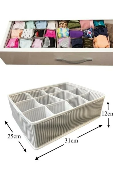 12 Bölmeli Pratik Bölmeli Çekmece Düzenleyici Organizer(İç Çamaşırı Kravat Çorap Düzenleyici) - 2