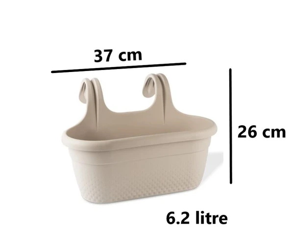 Omnipazar KRS-350 Dekoratif Plastik İnci Askılı Balkon Saksı 6.2 Litre - 12