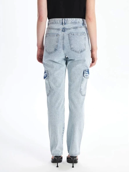 Kargo cep kar yıkama jeans pantolon - 3