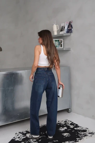 Arkadan tokalı jeans pantolon - 3