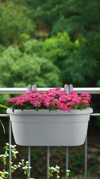 Omnipazar KRS-350 Dekoratif Plastik İnci Askılı Balkon Saksı 6.2 Litre - 8