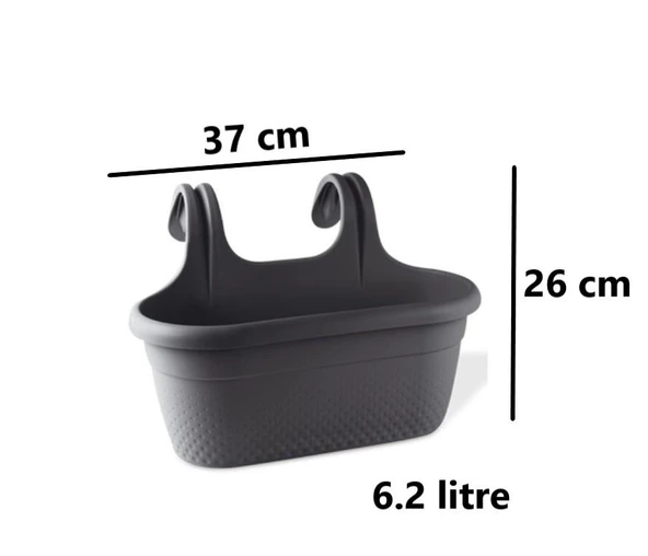 Omnipazar KRS-350 Dekoratif Plastik İnci Askılı Balkon Saksı 6.2 Litre - 3