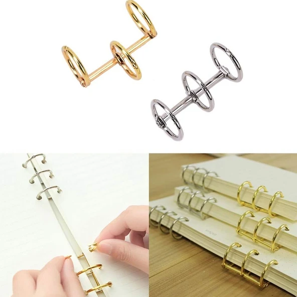 Defter Kapağı Gevşek Yapraklı Bağlayıcı Metal Halkaları - 2 Adet  Gold - 2