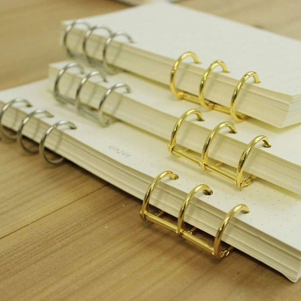 Defter Kapağı Gevşek Yapraklı Bağlayıcı Metal Halkaları - 2 Adet  Gold - 4