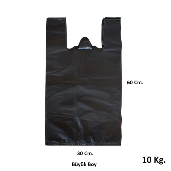 Siyah Dökme Market Poşeti Torbası - Hışır Atlet Poşet - Büyük Boy - 30 x 60 Cm. - 10 Kg. - Resim 3