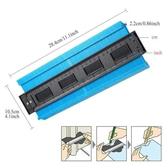 Büyük Boy Kalıp Çıkarma  Kontur Ölçüm Cihazı Ahşap Fayans Şekillendirme Kalıbı 24 Cm - 4