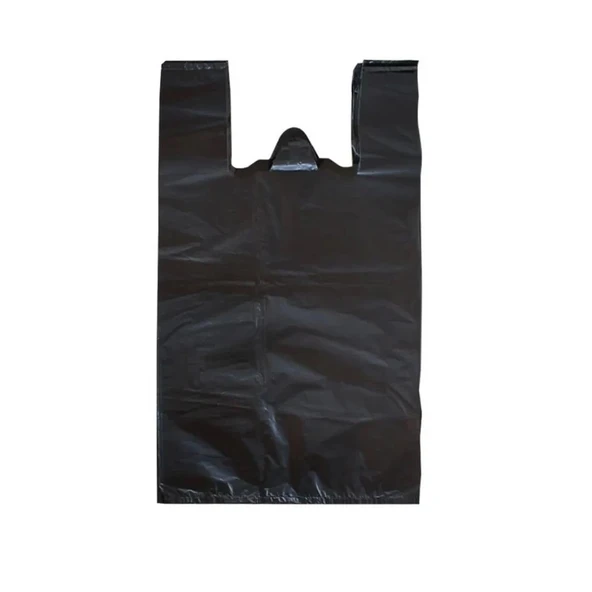 Siyah Dökme Market Poşeti Torbası - Hışır Atlet Poşet - Büyük Boy - 30 x 60 Cm. - 1 Kg.