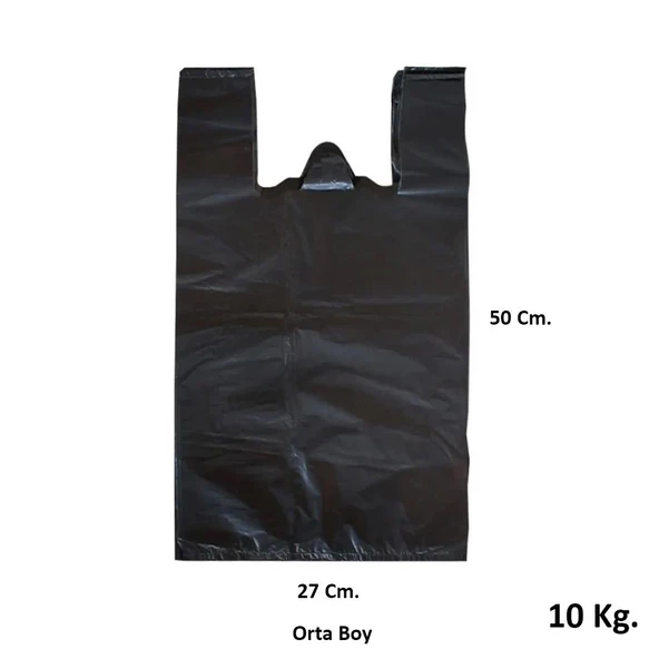 Siyah Dökme Market Poşeti Torbası - Hışır Atlet Poşet - Orta Boy - 27 x 50 Cm. - 10 Kg. - Resim 3