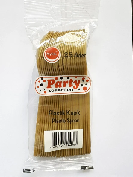 Plastik Lüx Altın Renk Kaşık - Parti Davet Piknik Çorba Yemek Kaşığı - 18 Cm. - 125 Adet - Resim 3