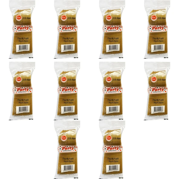 Plastik Lüx Altın Renk Kaşık - Parti Davet Piknik Çorba Yemek Kaşığı - 18 Cm. - 250 Adet - Resim 2