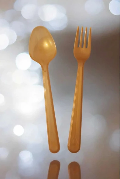 Plastik Lüx Altın Renk Kaşık - Parti Davet Piknik Çorba Yemek Kaşığı - 18 Cm. - 75 Adet - Resim 4