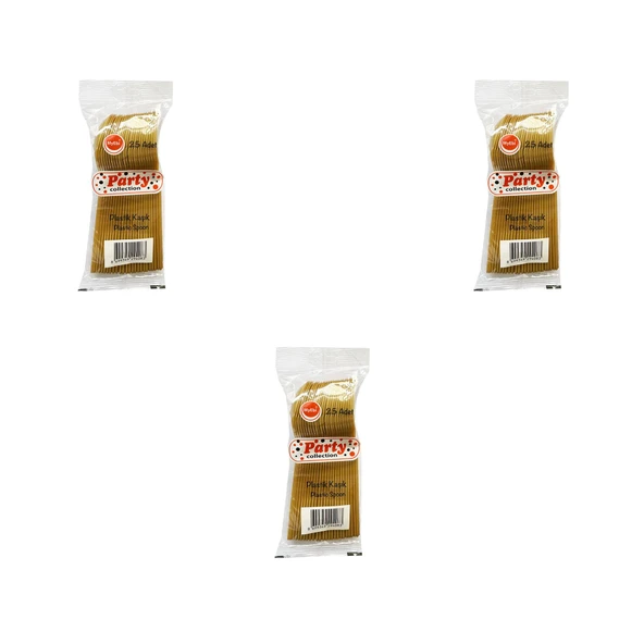 Plastik Lüx Altın Renk Kaşık - Parti Davet Piknik Çorba Yemek Kaşığı - 18 Cm. - 75 Adet - Resim 2