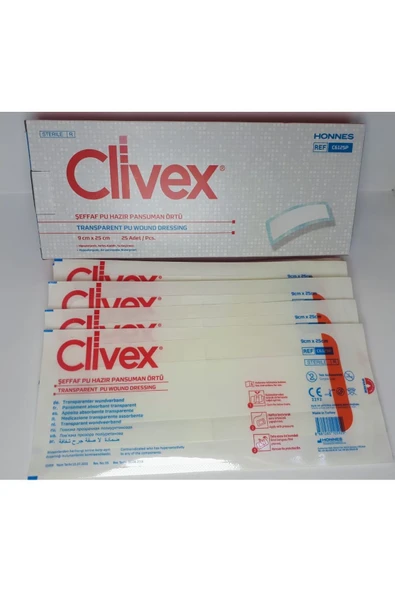 Clivex Şeffaf Pu Hazır Pansuman Örtüsü  9cmX25cm 25Adet - 2