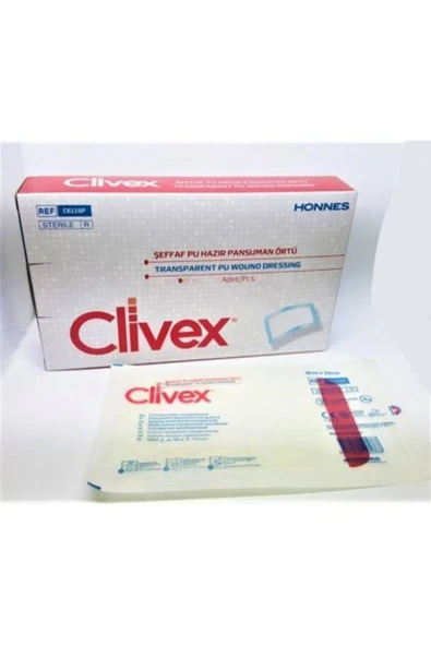 Clivex Pu Pedli 9x25cm - Steril - Su Geçirmez - Yara Sargısı- Hipoalerjenik - 10 Adet - 1