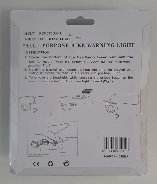KIRGIL BİSİKLET IŞIĞI LED ÇOK FONKSİYONLU ÖN ARKA REFLEKTÖRLÜ - 2