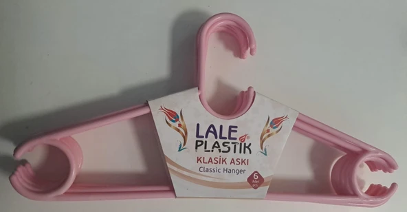 LALE PLASTİK ELBİSE ASKISI KLASİK 6 LI KARIŞIK RENKLİ - 6