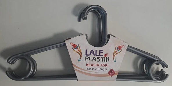 LALE PLASTİK ELBİSE ASKISI KLASİK 6 LI KARIŞIK RENKLİ - 2