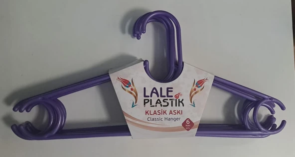 LALE PLASTİK ELBİSE ASKISI KLASİK 6 LI KARIŞIK RENKLİ