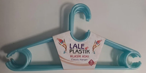 LALE PLASTİK ELBİSE ASKISI KLASİK 6 LI KARIŞIK RENKLİ - 5