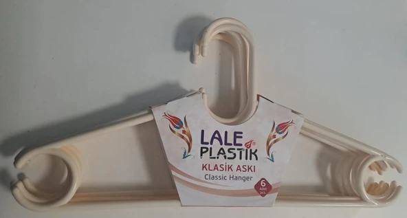 LALE PLASTİK ELBİSE ASKISI KLASİK 6 LI KARIŞIK RENKLİ - 3