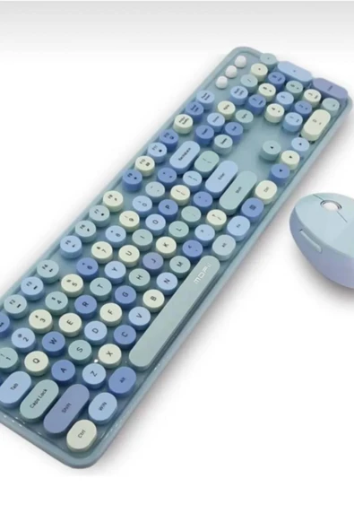 Plenfitul Mofii Sweet Serisi Renkli Kablosuz Klavye Mouse Set Türkçe Mor