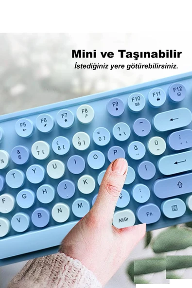 Plenfitul Mofii Sweet Serisi Renkli Kablosuz Klavye Mouse Set Türkçe Mor - 3
