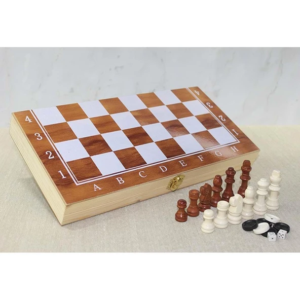 Ahşap Kutulu Satranç ve Tavla Seti - 2