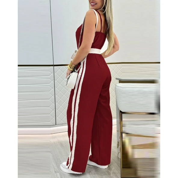 Lucky Life Kadın Ip Askılı Straplez Belden Kuşaklı Viskon Iki Iplik Tulum - 3