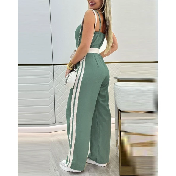 Lucky Life Kadın Ip Askılı Straplez Belden Kuşaklı Viskon Iki Iplik Tulum - 3