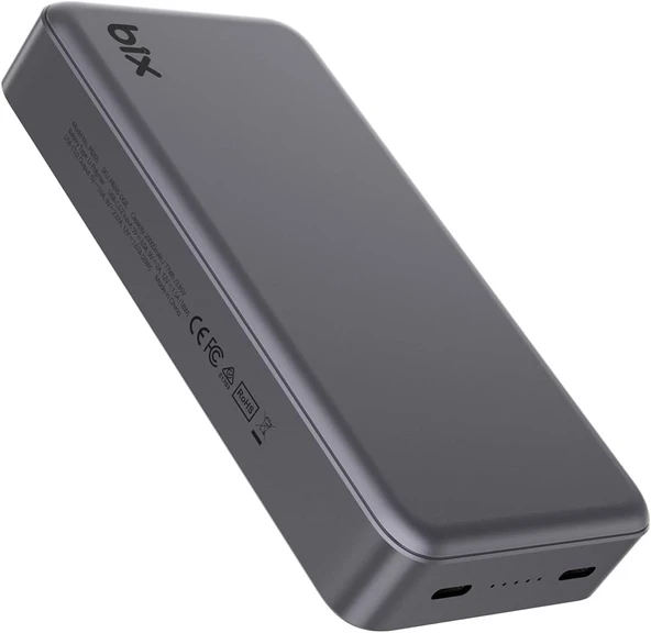Bix PB205 20000mAh PD 20W Çift USB-C Portlu Hızlı Şarj Destekli Taşınabilir Metal Powerbank Koyu Gri ürün görseli