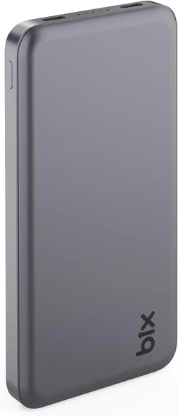 Bix PB113 10000mAh PD 20W Çift USB-C Portlu Hızlı Şarj Destekli Taşınabilir Metal Powerbank Koyu Gri