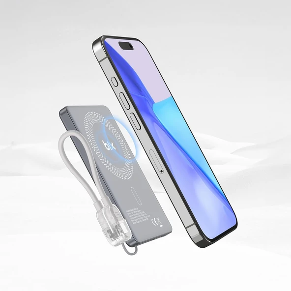 Bix PB114 5000mAh 20W Dahili Type-C Kablolu 15W Manyetik Kablosuz Şarj Özellikli Portatif Powerbank Taşınabilir Hızlı Şarj Cihazı - 2