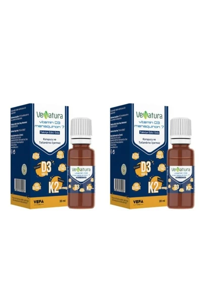 Venatura Vitamin D3 K2 Menakuinon 7 Damla 20 ml 2 Adet