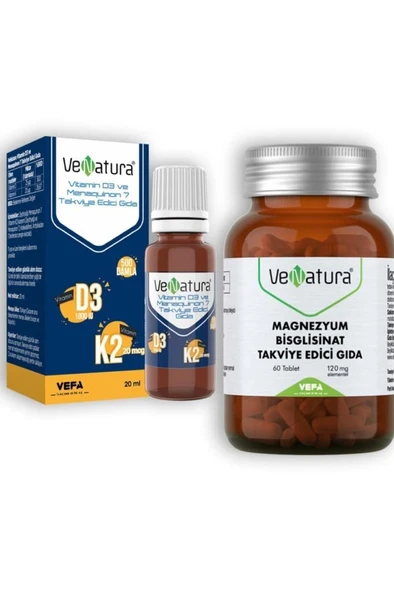 Venatura Magnezyum Bisglisinat 60 Tablet ve D3 K2 Damla 20 ml ürün görseli