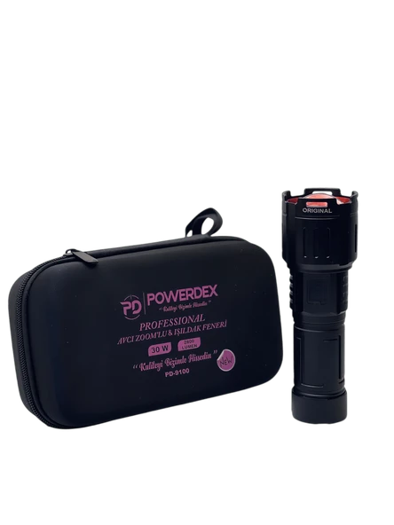 Powerdex PD-9100 30W 2800 Lümen Ultra Parlak Şarjlı Profesyonel Avcı El Feneri Uzun Menzilli, Dayanıklı ve Güçlü Aydınlatma
