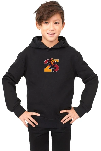 25 Aslan Siyah Çocuk 3ip Kapşonlu ürün görseli