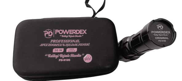 Powerdex PD-9100 30W 2800 Lümen Ultra Parlak Şarjlı Profesyonel Avcı El Feneri Uzun Menzilli, Dayanıklı ve Güçlü Aydınlatma - 2