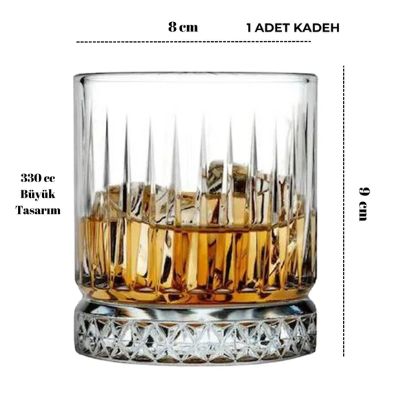 Perlotus 330 cc İtalya Serisi Tekli Cam Kesme Viski Bardağı 1 Adet - 3
